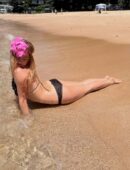 Addison Rae Booty at Beach in Micro Bikini